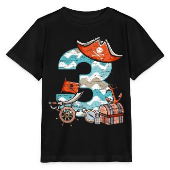 3. Geburtstag Piraten Jungen Kindergeburtstag 3 - Stanley/Stella Kinder T-Shirt MINI CREATOR  - Schwarz - Vorne - Mikhail (115cm)