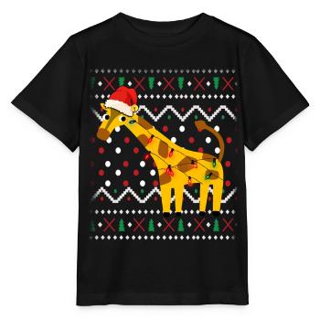 Noël laid girafe - T-shirt bio MINI CREATOR Stanley/Stella Enfant - noir - Devant - Mikhail (115cm)