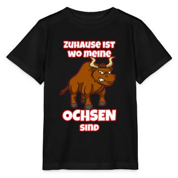 Zuhause Ist Wo Meine Ochsen Sind Ochsenzüchter - Stanley/Stella Kinder T-Shirt MINI CREATOR  - Schwarz - Vorne - Mikhail (115cm)