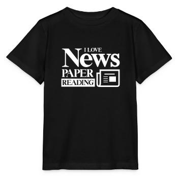 I love reading newspaper magazine readers - Stanley/Stella MINI CREATOR Kids’ T-Shirt - black - Front - Mikhail (115cm)
