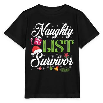 Christmas Naughty List Survivor - Stanley/Stella MINI CREATOR Kids’ T-Shirt - black - Front - Mikhail (115cm)