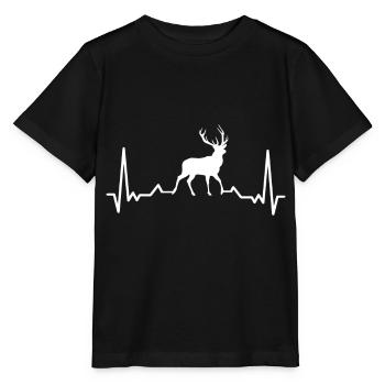 Deer heartbeat forest forest deer reindeer antlers - Stanley/Stella MINI CREATOR Kids’ T-Shirt - black - Front - Mikhail (115cm)