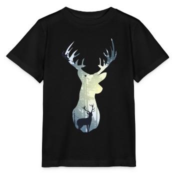 Hirsch Geweih Wald Reh Rotwild Rentier - Stanley/Stella Kinder T-Shirt MINI CREATOR  - Schwarz - Vorne - Mikhail (115cm)