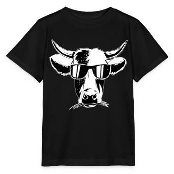 Coole Winter Kuh Milchkuh Landwirt Bauernhof - Stanley/Stella Kinder T-Shirt MINI CREATOR  - Schwarz - Vorne - Mikhail (115cm)