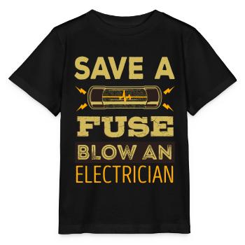 Save A Fuse Blow An Electrician - Stanley/Stella MINI CREATOR Kids’ T-Shirt - black - Front - Mikhail (115cm)