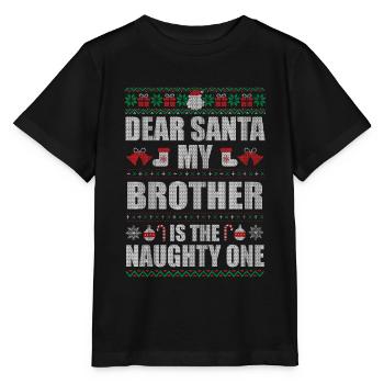 Christmas Brother Ugly Christmas Sweater - Stanley/Stella MINI CREATOR Kids’ T-Shirt - black - Front - Mikhail (115cm)
