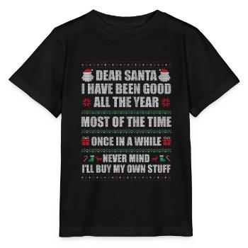 Christmas Santa Ugly Christmas Sweater - Stanley/Stella MINI CREATOR Kids’ T-Shirt - black - Front - Mikhail (115cm)