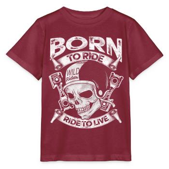 motorcycle - Stanley/Stella MINI CREATOR Kids’ T-Shirt - burgundy - Front - Kain (125cm)