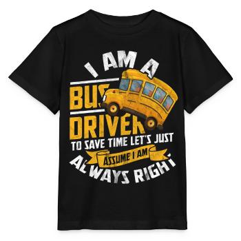 Bus driver public transport occupation omnibus bus stop - Stanley/Stella MINI CREATOR Kids’ T-Shirt - black - Front - Mikhail (115cm)