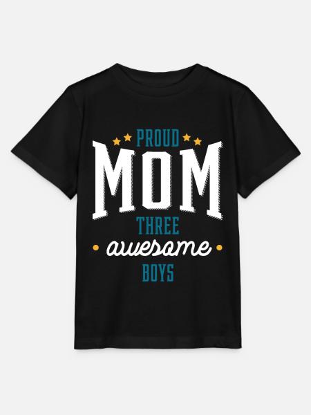 Proud Mom Three Awesome Boys - Cadeau de la fête des mères - T-shirt bio MINI CREATOR Stanley/Stella Enfant - noir
