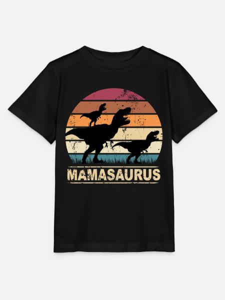 Dinosaurier Mamasaurus Zwillinge zum Muttertag - Stanley/Stella Kinder T-Shirt MINI CREATOR  - Schwarz
