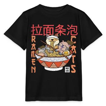 Chats et ramen - Asie Japon Cuisine chinoise - T-shirt bio MINI CREATOR Stanley/Stella Enfant - noir - Devant - Mikhail (115cm)