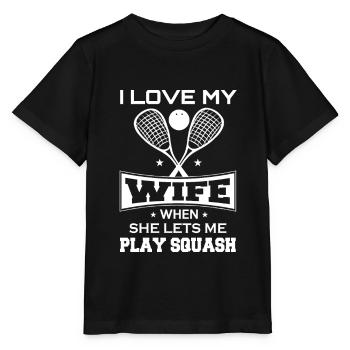 Squash wife squash racket squash - Stanley/Stella MINI CREATOR Kids’ T-Shirt - black - Front - Mikhail (115cm)