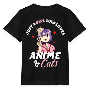 Anime Chats Manga Chat Girl Loves Kawaii Kitty - T-shirt bio MINI CREATOR Stanley/Stella Enfant - noir - Devant - Mikhail (115cm)