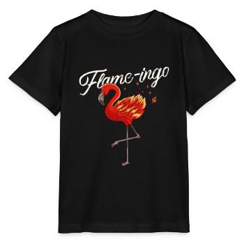 A Flamingo in Flames is a Flame-Ingo - Stanley/Stella MINI CREATOR Kids’ T-Shirt - black - Front - Mikhail (115cm)