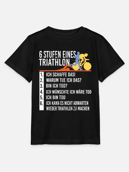 6 Stufen von Triathlon Triathlet Laufen Schwimmen - Stanley/Stella Kinder T-Shirt MINI CREATOR - Schwarz