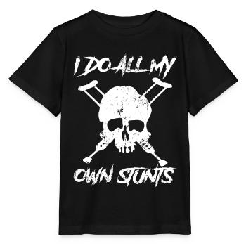 I Do All My Own Stunts Skull with Crutches - Stanley/Stella MINI CREATOR Kids’ T-Shirt - black - Front - Mikhail (115cm)