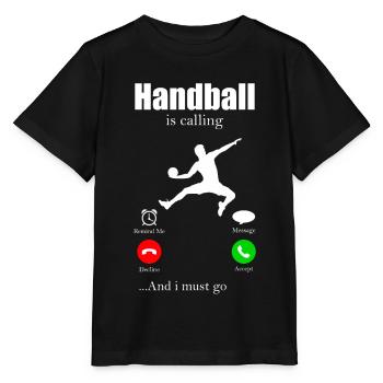 Handball Sport Sprungwurf Frauenhandball Hobby - Stanley/Stella Kinder T-Shirt MINI CREATOR  - Schwarz - Vorne - Mikhail (115cm)