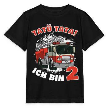 2. Geburtstag Feuerwehrwagen Junge Feuerwehrmann - Stanley/Stella Kinder T-Shirt MINI CREATOR  - Schwarz - Vorne - Mikhail (115cm)