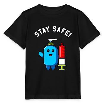 Reste en bonne santé désinfection piqûre seringue vaccination - T-shirt bio MINI CREATOR Stanley/Stella Enfant - noir - Devant - Mikhail (115cm)
