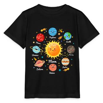 Solar System Space Planets for a sience lover - T-shirt bio MINI CREATOR Stanley/Stella Enfant - noir - Devant - Mikhail (115cm)