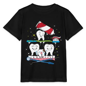 Dentist's office brushing teeth toothpaste - Stanley/Stella MINI CREATOR Kids’ T-Shirt - black - Front - Mikhail (115cm)