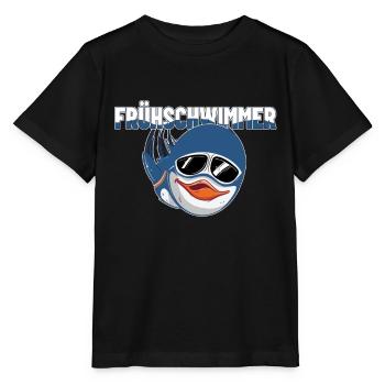 Pinguin Frühschwimmer - Stanley/Stella Kinder T-Shirt MINI CREATOR  - Schwarz - Vorne - Mikhail (115cm)
