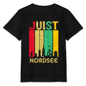 Juist Skyline Retro Wadden Sea East Frisia - Stanley/Stella MINI CREATOR Kids’ T-Shirt - black - Front - Mikhail (115cm)