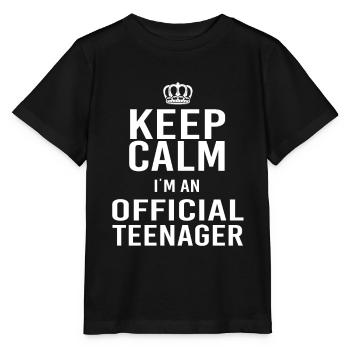Keep Calm i am an official Teenager - T-shirt bio MINI CREATOR Stanley/Stella Enfant - noir - Devant - Mikhail (115cm)