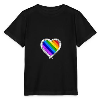 Rainbow Heart Kids Love Schooling - Stanley/Stella MINI CREATOR Kids’ T-Shirt - black - Front - Mikhail (115cm)