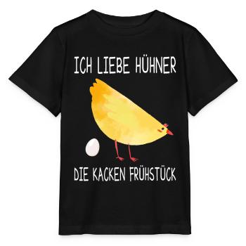 Ich Liebe Hühner Die Kacken Frühstück Hühner Eier - Stanley/Stella Kinder T-Shirt MINI CREATOR  - Schwarz - Vorne - Mikhail (115cm)