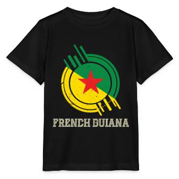Französisch-Guayana Runder Schild Landesfarben - Stanley/Stella Kinder T-Shirt MINI CREATOR  - Schwarz - Vorne - Mikhail (115cm)