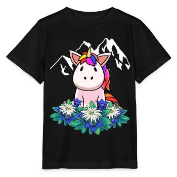 Licorne gentiane Edelweiss Alpes Suisse Autriche - T-shirt bio MINI CREATOR Stanley/Stella Enfant - noir - Devant - Mikhail (115cm)