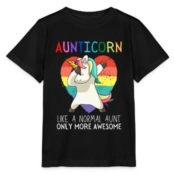 Aunticorn Dabbendes Unicorn Dabbing Unicorn Aunt - Stanley/Stella MINI CREATOR Kids’ T-Shirt - black - Front - Mikhail (115cm)