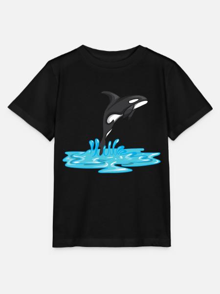 Aus Wasser Springender Orca Killer Wal Motive - Stanley/Stella Kinder T-Shirt MINI CREATOR  - Schwarz