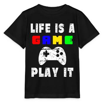 Das Leben Ist Ein Spiel Spielen Sie Es - Stanley/Stella Kinder T-Shirt MINI CREATOR  - Schwarz - Vorne - Mikhail (115cm)