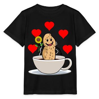 Bonjour tasse de café aux arachides petit déjeuner fleur - T-shirt bio MINI CREATOR Stanley/Stella Enfant - noir - Devant - Mikhail (115cm)