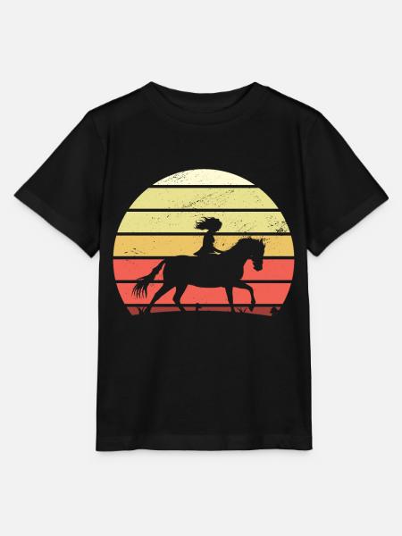 Retro Mädchen Pferd - Stanley/Stella Kinder T-Shirt MINI CREATOR - Schwarz