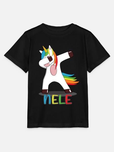 Nele Name Vorname Namenstag Einhorn Geschenkidee - Stanley/Stella Kinder T-Shirt MINI CREATOR - Schwarz