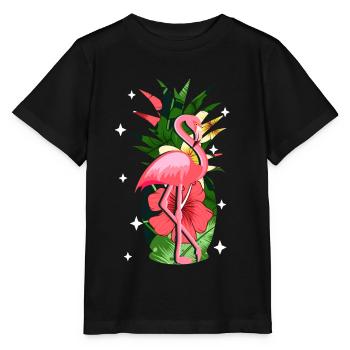 Flamingo Rosa - Stanley/Stella Kinder T-Shirt MINI CREATOR  - Schwarz - Vorne - Mikhail (115cm)