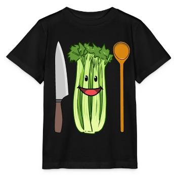 Sellerie Gemüse Stangensellerie Küchenmesser Koch - Stanley/Stella Kinder T-Shirt MINI CREATOR  - Schwarz - Vorne - Mikhail (115cm)