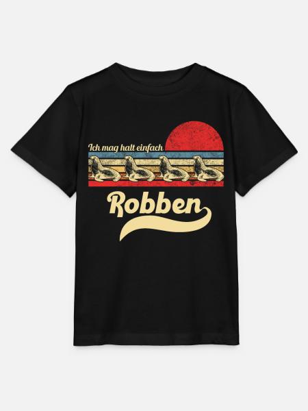 Seehund Retro Vintage Robbe Geschenk - Stanley/Stella Kinder T-Shirt MINI CREATOR - Schwarz