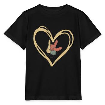 Sign Language Heart Sign - Stanley/Stella MINI CREATOR Kids’ T-Shirt - black - Front - Mikhail (115cm)