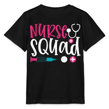 Phrase nurse squad - T-shirt bio MINI CREATOR Stanley/Stella Enfant - noir - Devant - Mikhail (115cm)