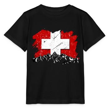 Switzerland Flag Zurich Berne Alps Swiss German - Stanley/Stella MINI CREATOR Kids’ T-Shirt - black - Front - Mikhail (115cm)