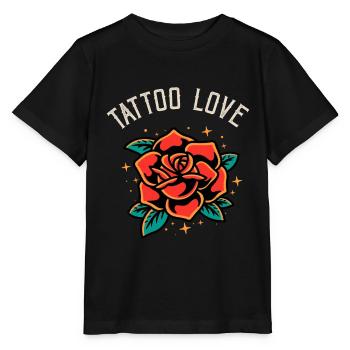 Tattoo Liebe Rose Tatoo Stil Illustration - Stanley/Stella Kinder T-Shirt MINI CREATOR  - Schwarz - Vorne - Mikhail (115cm)
