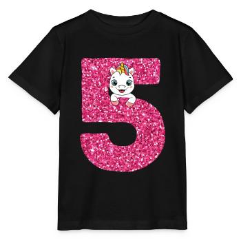 5th birthday 5 year old unicorn birthday child - Stanley/Stella MINI CREATOR Kids’ T-Shirt - black - Front - Mikhail (115cm)