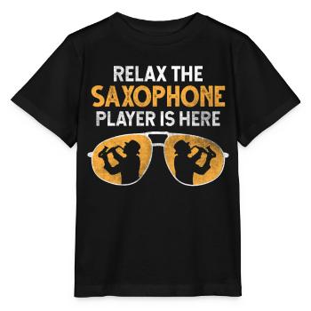 Brass saxophone - Stanley/Stella MINI CREATOR Kids’ T-Shirt - black - Front - Mikhail (115cm)