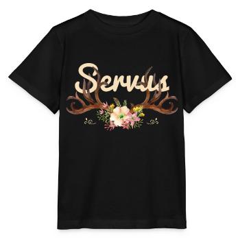 Servus Bayern Dialekt Hirsch Tracht mei Dirndl - Stanley/Stella Kinder T-Shirt MINI CREATOR  - Schwarz - Vorne - Mikhail (115cm)
