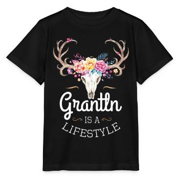 Grantln is a Lifestyle Grantlerin Frauen Hirsch - Stanley/Stella Kinder T-Shirt MINI CREATOR  - Schwarz - Vorne - Mikhail (115cm)